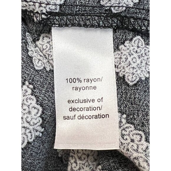 Unbranded Longline Tunic Top Size M Black White Embroidered Sleeve Paisley Boho - Picture 8 of 16